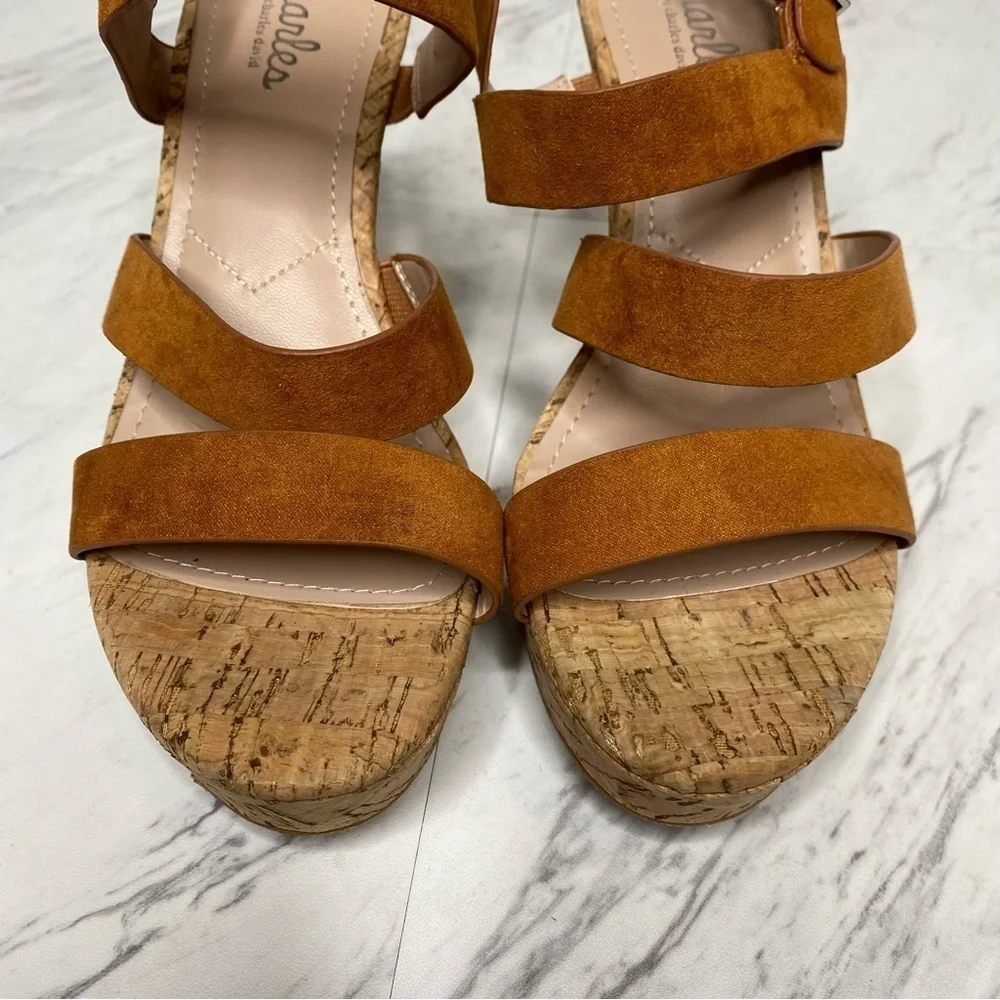 Charles David Cork Wedge Heel Sandal 6M